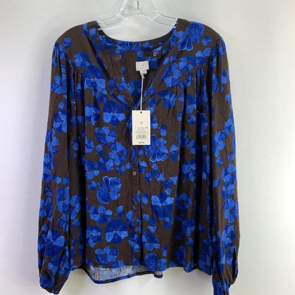 a new day Tops - A New Day Brown Floral Blouse Medium #D1-157